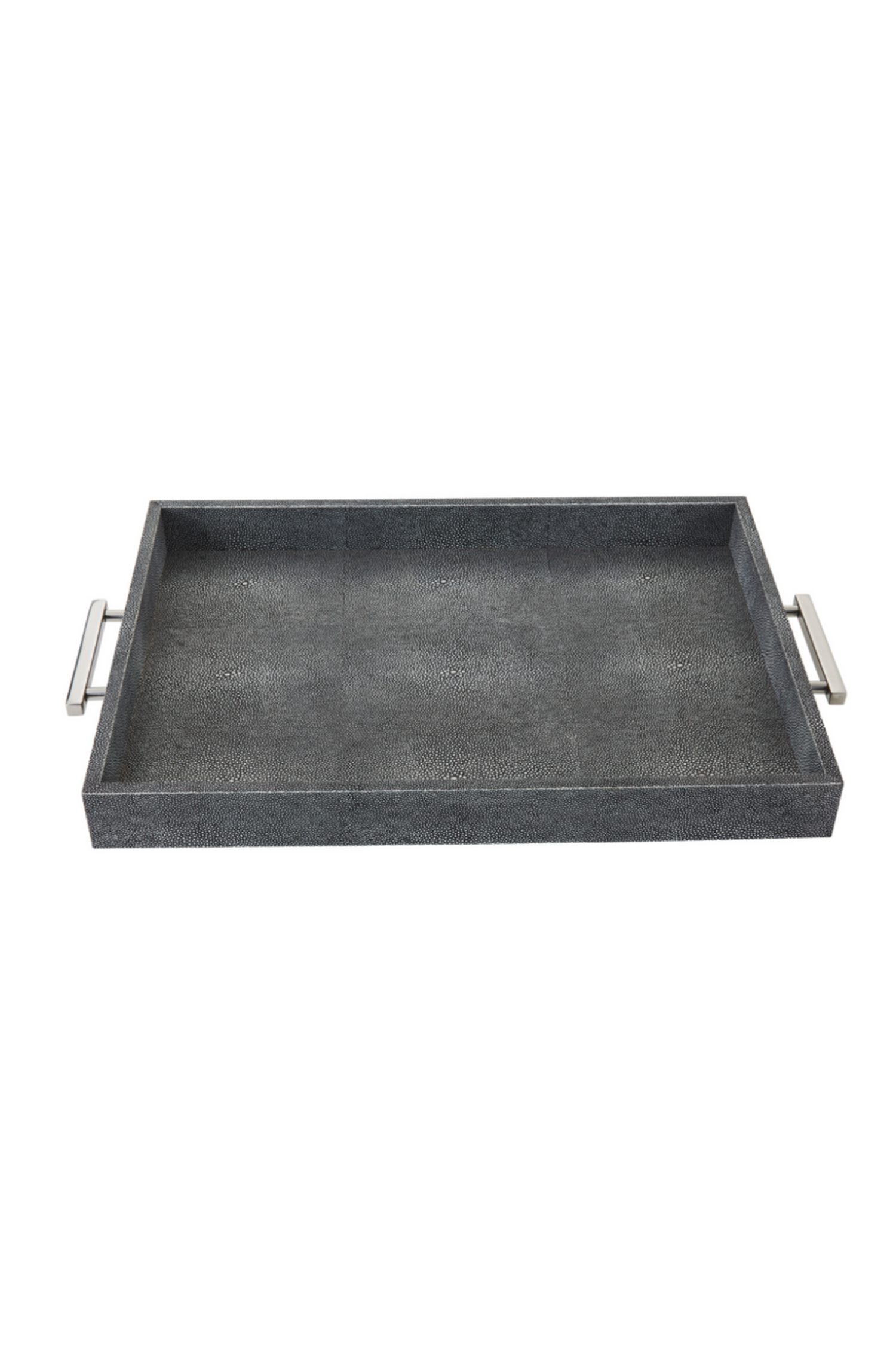 Gray Rectangular Tray with Metallic Handles Karen Richani